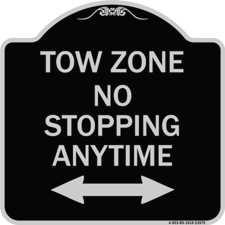 Signmission No Stopping Anytime W/ Bi-Directional Arrow Heavy-Gauge Aluminum Sign, 18" x 18", BS-1818-23579 A-DES-BS-1818-23579